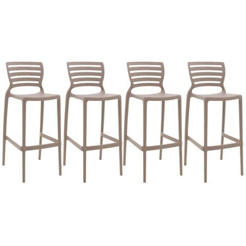 Jogo 4 Banquetas Altas 76cm com Encosto Tramontina Sofia Bar