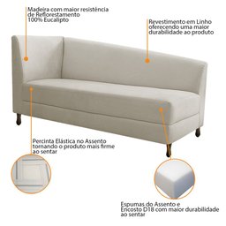 Diva Recamier Heitor 160cm Lado Direito Linho Bege - Amarena Móveis - 4