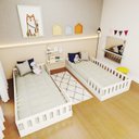 Ver mais imagens de Conjunto com 2 Camas Infantil Montessoriana Solteiro Cori Yescasa Branco