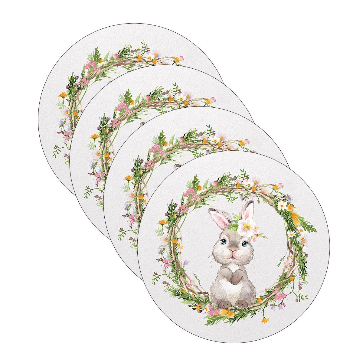 Kit Sousplat Páscoa Coelho Floral NSW 4 Peças com base