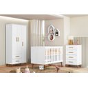 Ver imagem 6 de Quarto Infantil Retro Completo Lunare Guarda Roupa 3 Portas Comoda e Berço Mini Cama Branco - Mobili