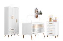 Ver imagem 1 de Quarto Infantil Retro Completo Lunare Guarda Roupa 3 Portas Comoda e Berço Mini Cama Branco - Mobili