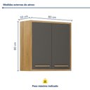 Ver imagem 6 de Armário Aéreo para Cozinha 2 Portas 80cm Torino Valdemóveis