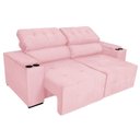 Ver imagem 1 de Sofá Cama Retrátil Sala Vicenza Vicenza 210cm Suede Rosa Bebê