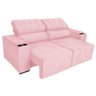 Sofá Cama Retrátil Sala Vicenza Vicenza 210cm Suede Rosa Bebê - 1