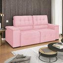 Ver imagem 7 de Sofá Cama Retrátil Sala Vicenza Vicenza 210cm Suede Rosa Bebê