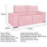 Sofá Cama Retrátil Sala Vicenza Vicenza 210cm Suede Rosa Bebê - 5