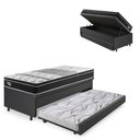 Ver imagem 1 de Bicama Box Baú Courino Linho Preto 88x188 com Colchão Gransleep Molas Verticoil Ecoflex