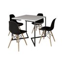 Ver imagem 6 de Mesa Jantar Industrial Branca Quadrada 90X90 Base V Ferro Preto Com 4 Cadeiras Pretas M Cor: Branco