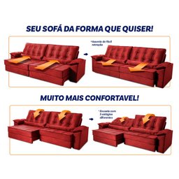 Sofá Retrátil Reclinável 300cm Ascari Suede Velut com molas Ensacadas - King House - 5