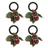 Kit 4 Argolas Decoradas Porta Guardanapo Natalino Pinhas e Berries - Magizi - 1