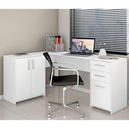 Mesa de Escritório em L 2 Gavetas 3 Portas Office Nt 2005  - 6
