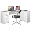 Ver imagem 2 de Escrivaninha Mesa Escritório em L Office Nt 2005 2 Gavetas 3 Portas 157cm Branco New