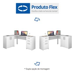 Mesa de Escritório em L 2 Gavetas 3 Portas Office Nt 2005  - 11