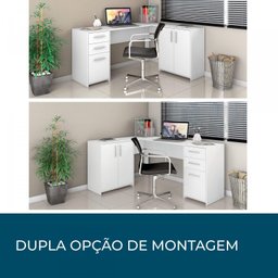 Mesa de Escritório em L 2 Gavetas 3 Portas Office Nt 2005  - 7