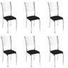 Conjunto 6 Cadeiras cromadas para cozinha Super resistente Kiara-Assento Preto GAT MAGAZINE - 1