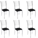 Ver imagem 1 de Conjunto 6 Cadeiras cromadas para cozinha Super resistente Kiara-Assento Preto GAT MAGAZINE