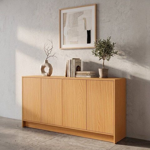 Buffet Aparador 4 Portas com Fecho Toque e Amortecedor 100% MDF 180cm 2026 Marrom