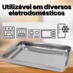 Kit 3 Assadeira Forma Retangular Alta Aço Inox 30 X 40 X 4cm - 4