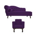 Ver imagem 2 de Kit Diva Recamier Diana 140cm Lado Direito e 01 Poltrona Classic Suede - Doce Sonho Móveis RECAMIER 