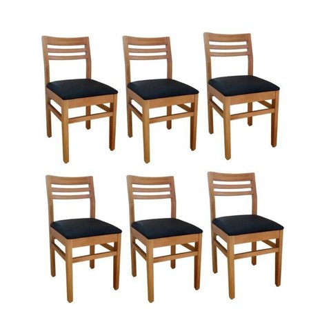 Kit 6 Cadeiras para Sala de Jantar em Madeira Maciça Diamante Preto/Marrom
