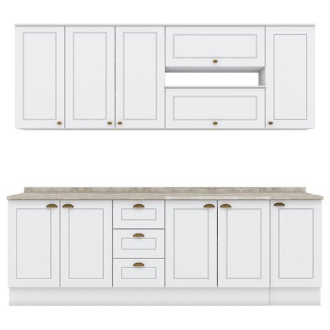 Cozinha Modulada 10 Pecas 240 Cm Ce792 Americana Henn Branco Calcare