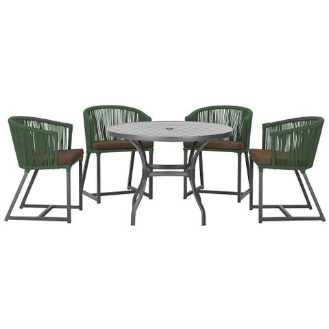 Mesa com 4 Cadeiras e Noronha Estofado 9 Trama Original Verde