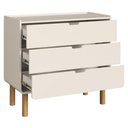 Ver imagem 5 de Cômoda Quarto 90cm 3 Gavetas Pé Madeira Luara Off White A10 - Mpozenato