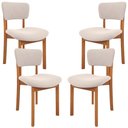 Ver imagem 1 de Kit 04 Cadeiras para Sala de Jantar Cozinha Living Estofada Dara L02 Suede Bege - Lyam Decor