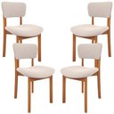 Ver imagem 1 de Kit 04 Cadeiras para Sala de Jantar Cozinha Living Estofada Dara L02 Suede Bege - Lyam Decor