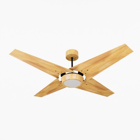 Ventilador de Teto Natuvent Callis Led 4 Pás Madeira Teca 6500k Branco Frio, Luz Branca 127v