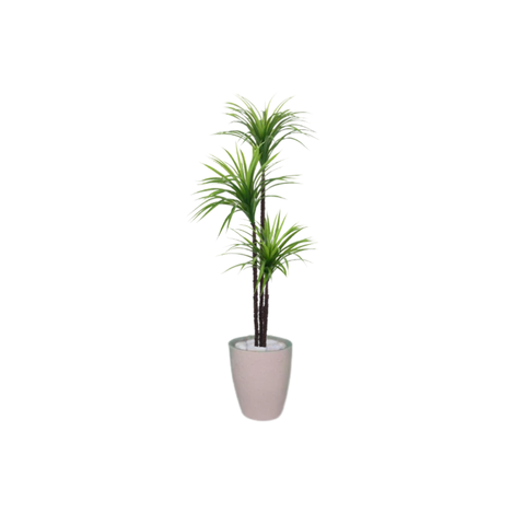 Planta Artificial Árvore Yucca 1,50m 3 Folhas Kit + Vaso S. Bege 30cm