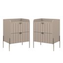 Ver imagem 1 de Conjunto Mesa Cabeceira para Quarto Conect 100% Mdf 45cm Pés Moderno Champagne