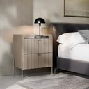 Ver imagem 2 de Conjunto Mesa Cabeceira para Quarto Conect 100% Mdf 45cm Pés Moderno Champagne