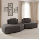 Ver imagem 1 de Sofá 2 Lugares Orgânico com Chaise e 1 Módulo Central Berlim Bouclê Grafite K01 - D’Rossi