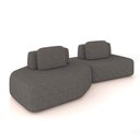 Ver imagem 2 de Sofá 2 Lugares Orgânico com Chaise e 1 Módulo Central Berlim Bouclê Grafite K01 - D’Rossi
