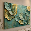 Ver imagem 3 de Quadro Decorativo Folhas Verde Dourado Canvas Premium 60x90
