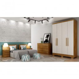 Guarda Roupa Milly 4 Portas Cumaru Fendi - Novo Horizonte - 1 Guarda Roupa Milly 4 Portas Cumaru Fendi - Novo Horizonte - 1