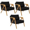 Ver imagem 1 de Kit 03 Poltrona Decorativa Para Sala Pietra Estrutura De Madeira L02 Corano Preto - Lyam Decor
