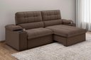 Ver imagem 1 de Sofá Stylus 2,10m Retrátil e Reclinável com Porta Copos e Cooler Suede Marrom - Xflex Sofás