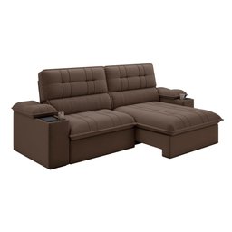 Sofá Stylus 2,10m Retrátil/reclinável com Porta Copos e Cooler Suede Marrom - Xflex Sofás - 4