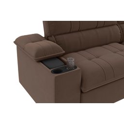 Sofá Stylus 2,10m Retrátil/reclinável com Porta Copos e Cooler Suede Marrom - Xflex Sofás - 2