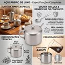 Ver imagem 2 de Açucareiro com Tampa e Colher Aço Inox 420ml para Mesa Top Rio Comercial
