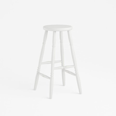 Banqueta Alta em Madeira Maciça 75cm Branco 170b Piratini