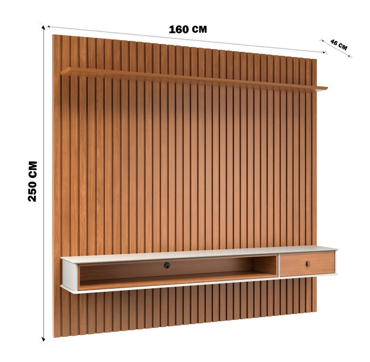 Painel Ripado Suspenso Tv de até 60 Polegadas 2,50 X 1,60 Cm Premium Quarto e Sala Cor Nature - 7