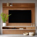 Ver imagem 2 de Painel Ripado Suspenso Tv de até 60 Polegadas 2,50 X 1,60 Cm Premium Quarto e Sala Cor Nature