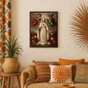 Ver imagem 1 de Quadro Decorativo Ave Maria com Anjos 24x18cm:moldura Branca