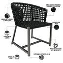 Ver imagem 2 de Cadeira Decorativa Para Área Gourmet Cozinha Varanda Corda Náutica Belize D04 Preto - Lyam Decor