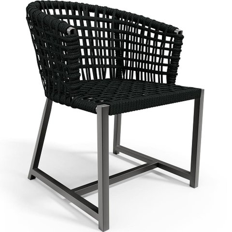 Cadeira Decorativa Para Área Gourmet Cozinha Varanda Corda Náutica Belize D04 Preto - Lyam Decor