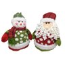 Jogo Papai Noel e Boneco de Neve Pelúcia Escora Porta Decor 28cm - Master Christmas - 1